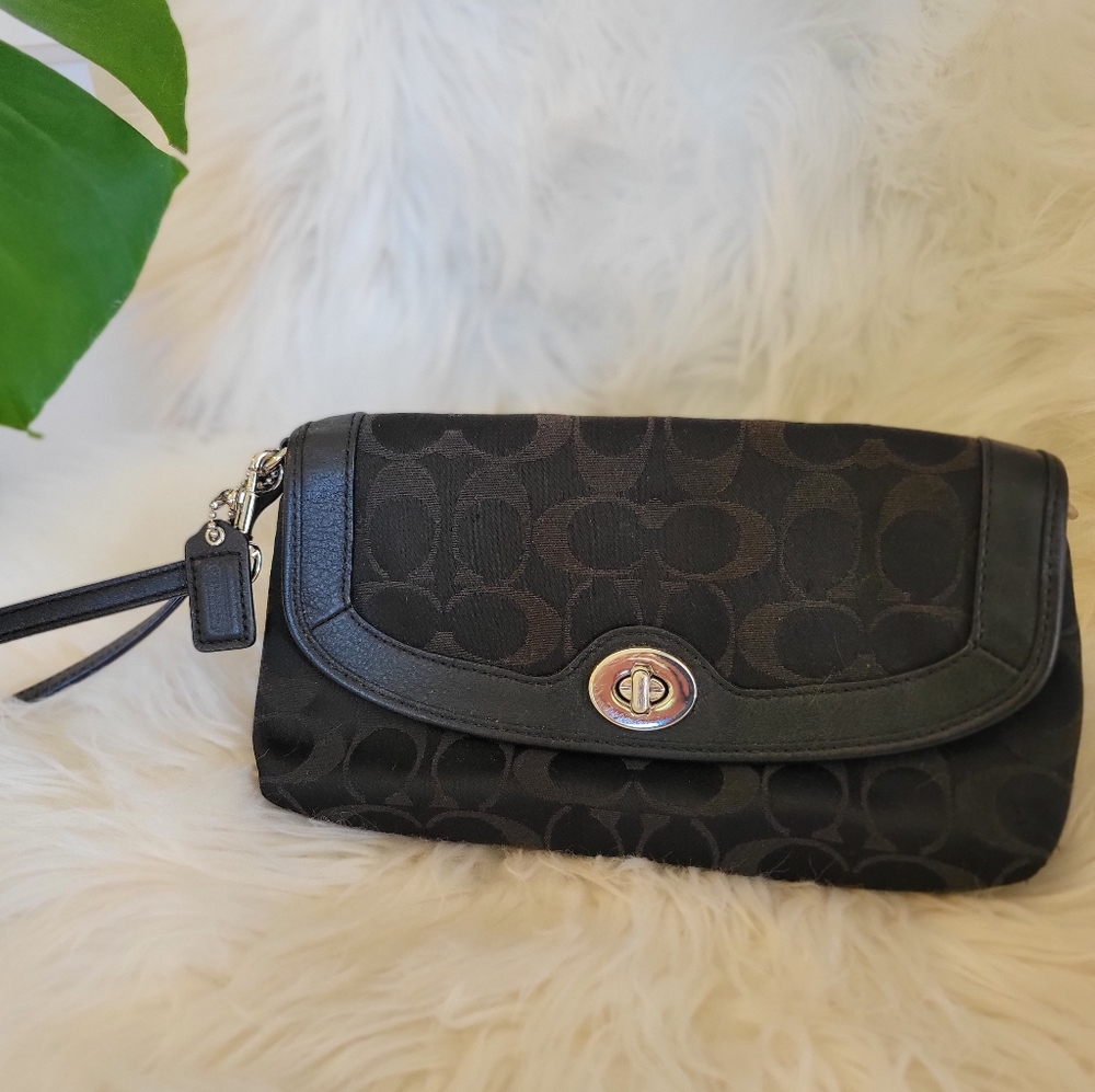 Classic Coach Black Wristlet